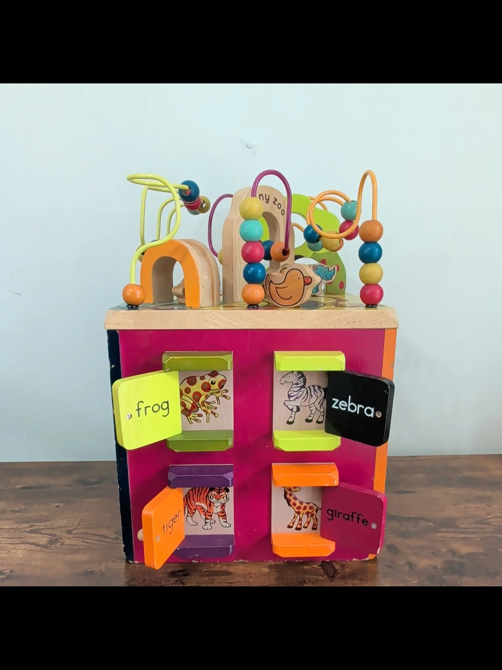 Orange Multi-Activity Wooden Alphabet Cube Toy